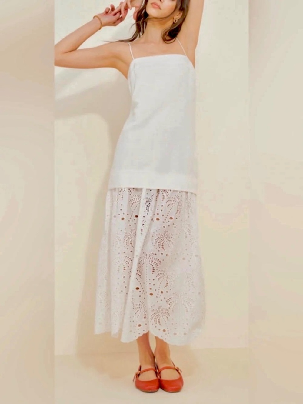 NWT MON RENN AGUA ANGLAISE  EYELET LACE MAXI DRESS, SMALL